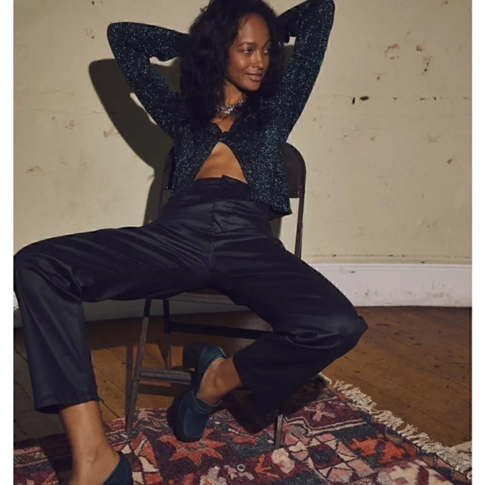 Free People Pacifica coated straight leg jeans in black - Picture 5 of 16
